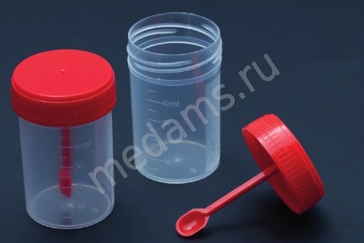 Контейнер для сбора биол. жид. стр. 60 мл. с ложкой (ПЕРИНТ) Россия /400/