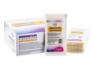 Лейкопластырь бактер. 4х10 на нетканой основе, телесного цвета, Китай /100/5000/10000