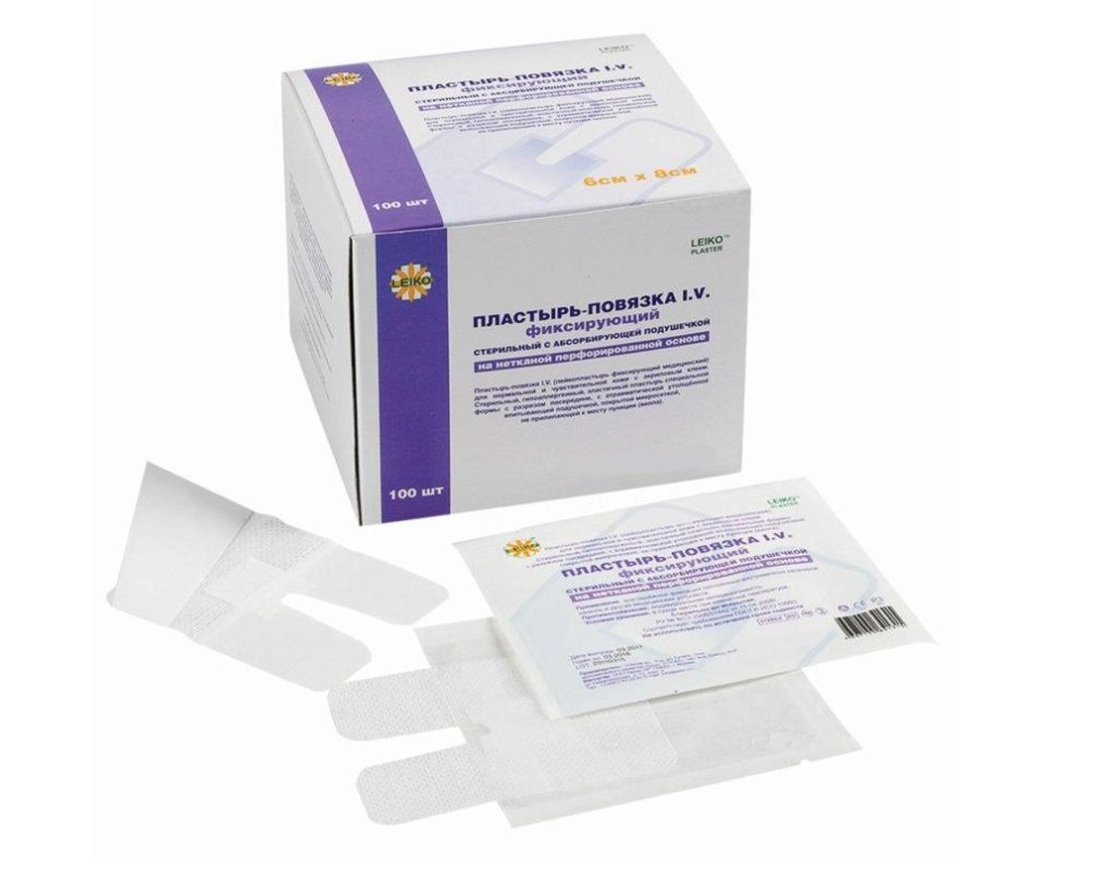 Пластырь-повязка I.V фикс. 7 x 9см  для фикс.канюль (LEIKO) Китай /100