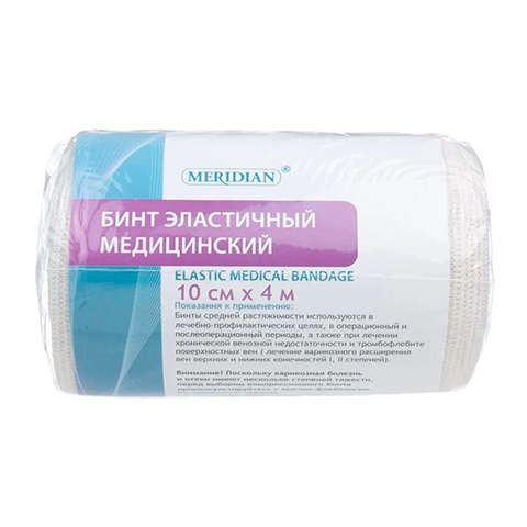 Бинт эластичный 4м х 10см (Meridian) Китай /12/120