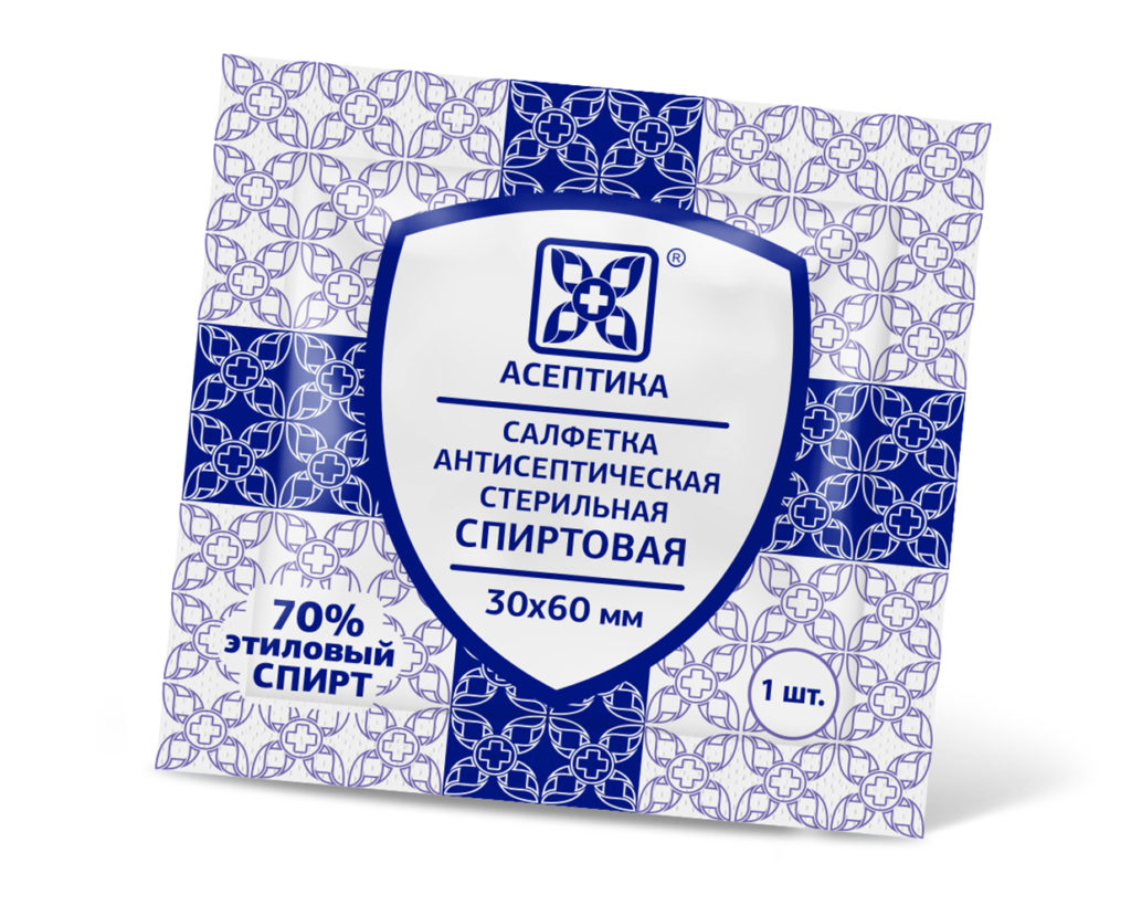 Салфетка спиртовая антисепт. 30х60мм Асептика /800/4000