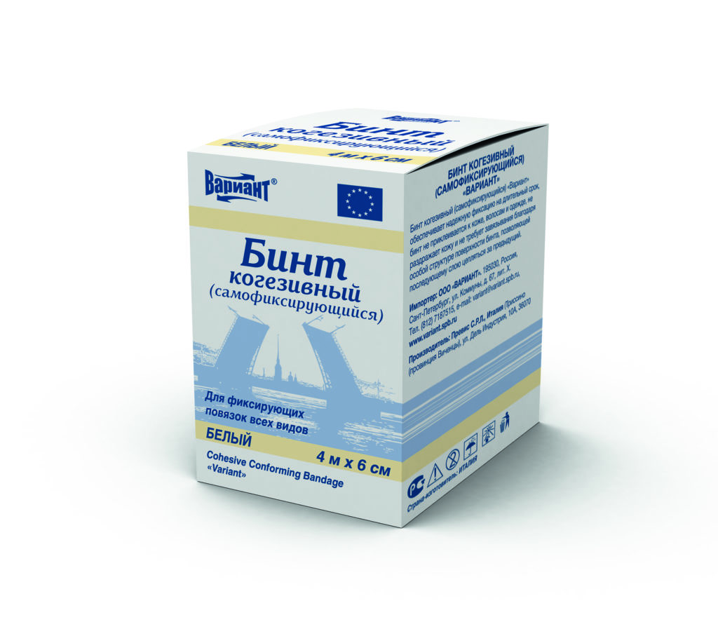 Бинт когезивный 4м х 6см Вариант белый /260/