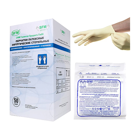 Перчатки хирург. опудр. СТЕРИЛ. №7 (SFM)