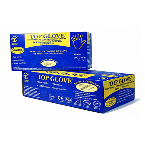 Перчатки смотровые опудр. н/стер. M (Top Glove) /500/