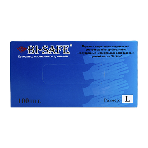 Перчатки нитриловые н/о н/стер. L (Bi-safe)